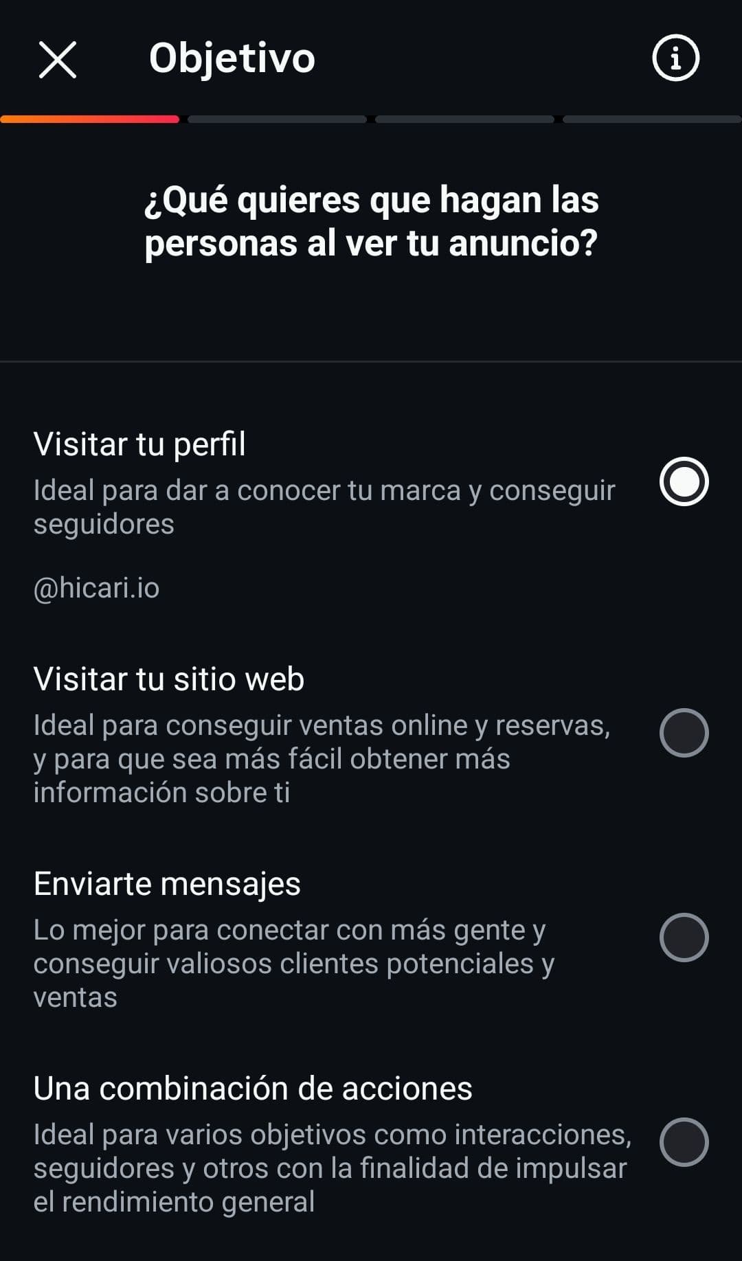 Objetivos Instagram Ads