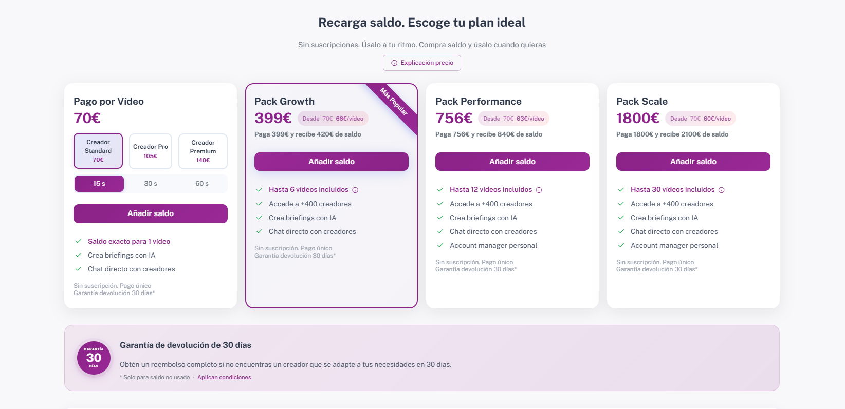 Planes de saldo HICARI