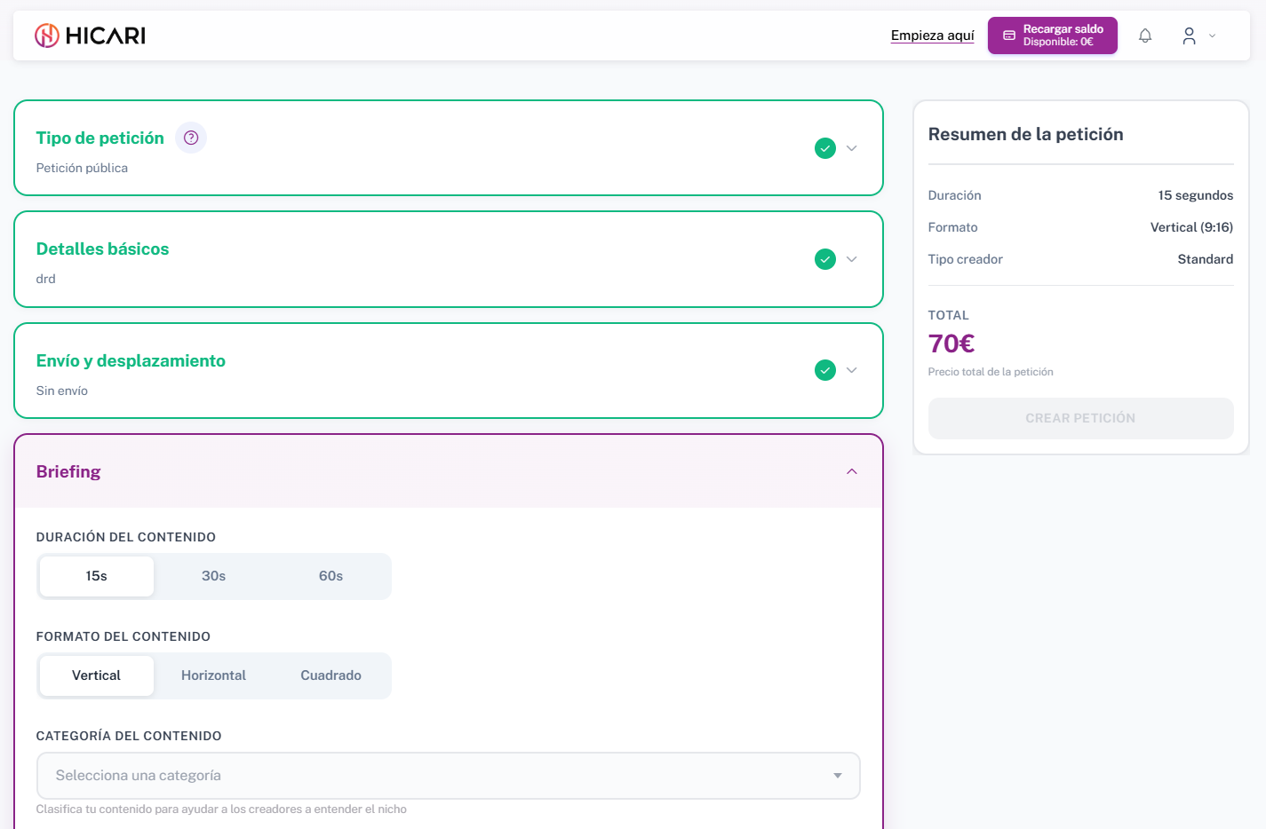 Así es un brief en HICARI por dentro
