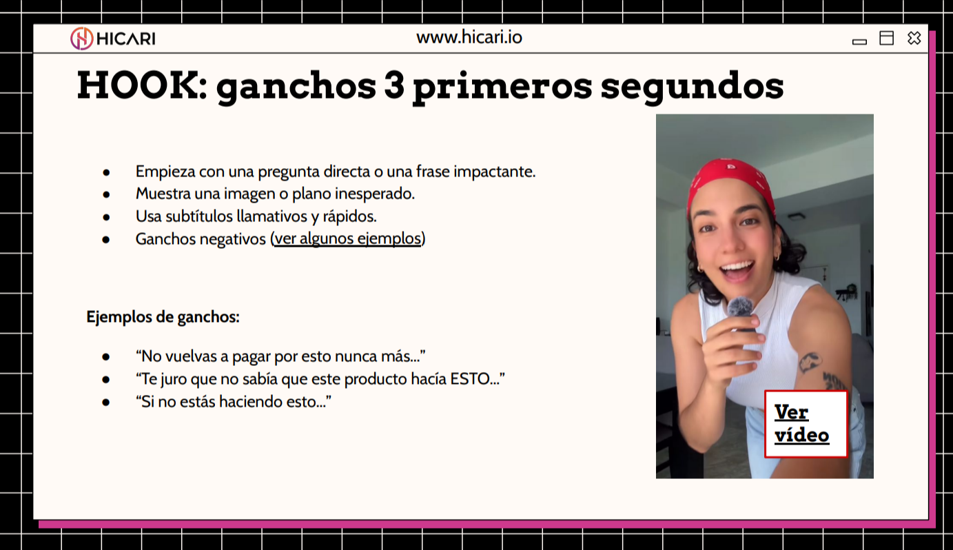 Página del curso "Cómo hacer un vídeo viral"