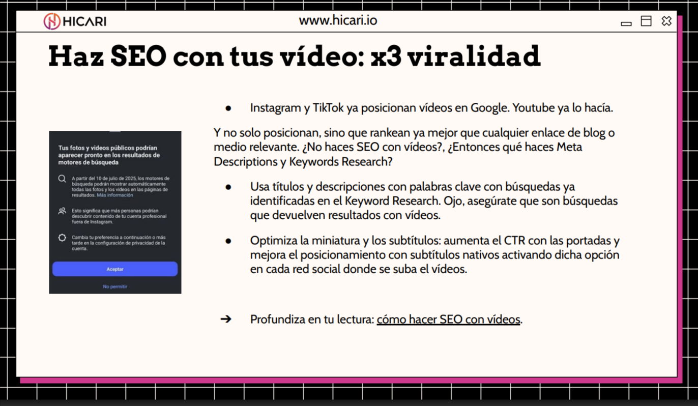 Página del curso "Cómo hacer un vídeo viral"