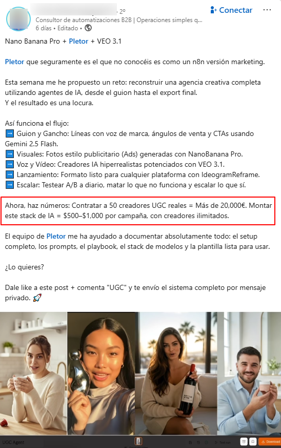 Gurús del UGC y la IA en LinkedIn