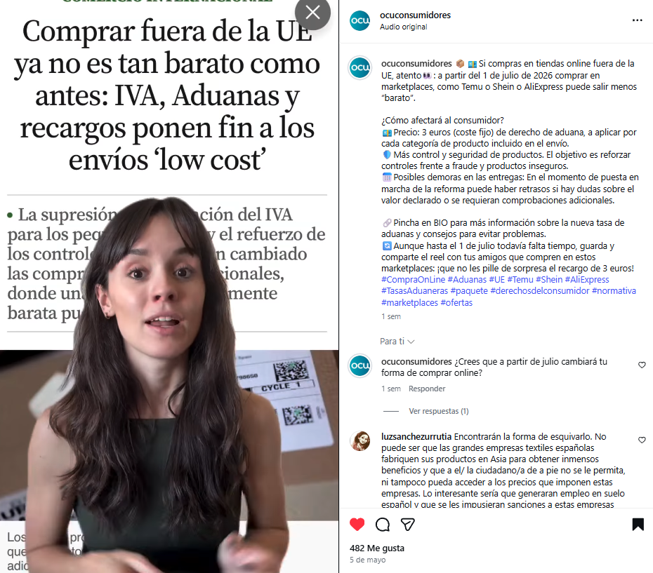 Cómo empresas como OCU está utilizando vídeos UGC para multiplicar visualizaciones, cercanía y agilidad en redes sociales