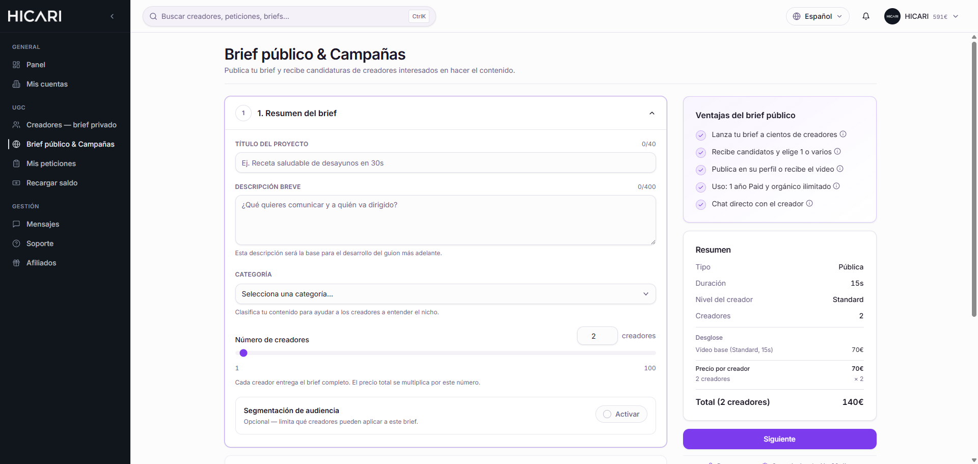 Métricas de seguidores e campanhas