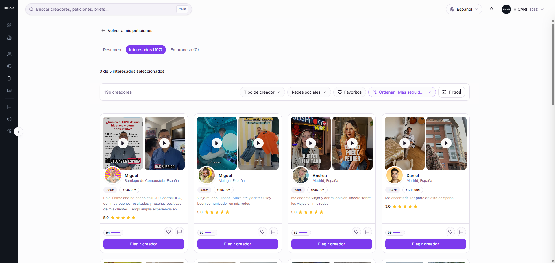 Gestão de campanhas de candidatos UGC